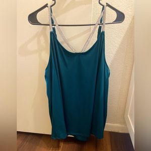 Torrid 1X hunter green swing cami cross cross rhinestone gem straps